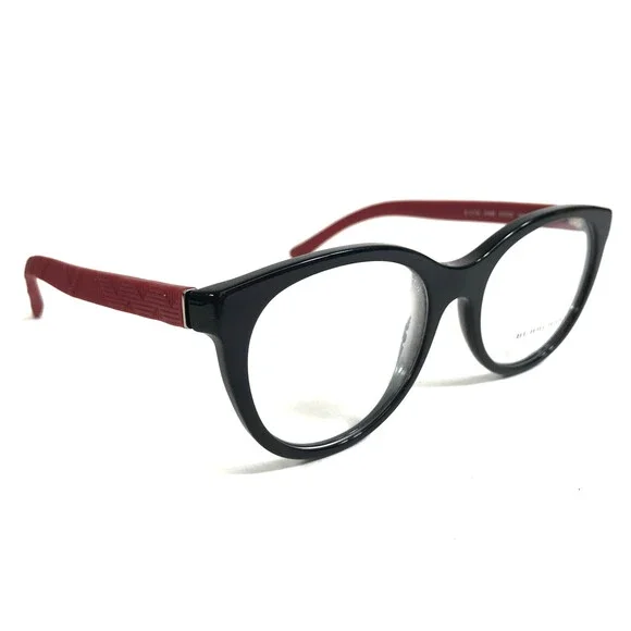 Burberry Eyeglasses Frames B2176 3498 Shiny Black Red Cat Eye Full Rim 51-18-140 - Picture 2 of 10